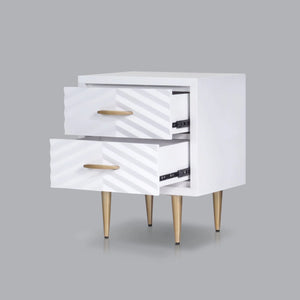 Origins Trixie Two-drawer Nightstand White Mahogany Build with Dovetail Joinery and Soft-close Glides NS-19