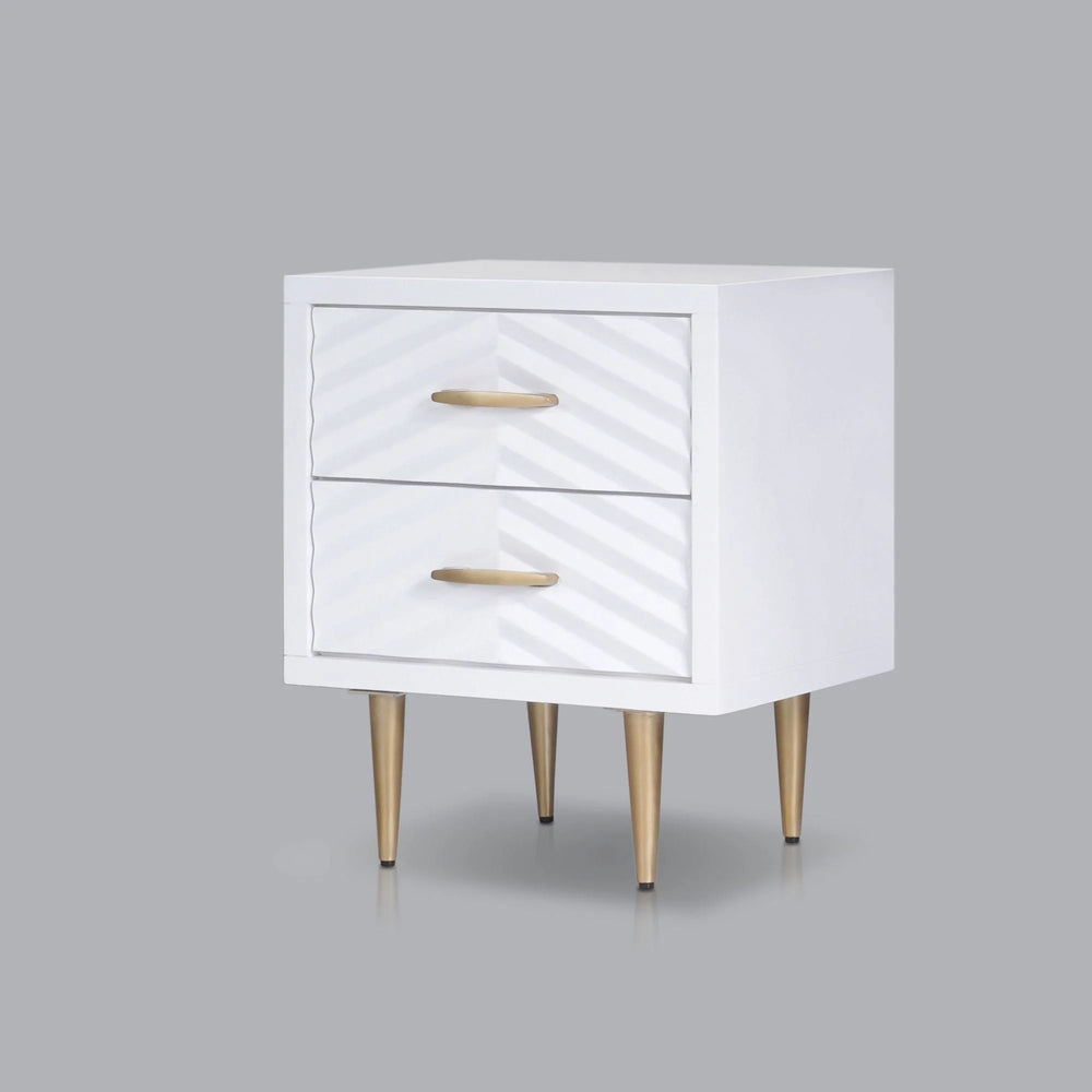 Origins Trixie Two-drawer Nightstand White Mahogany Build with Dovetail Joinery and Soft-close Glides NS-19