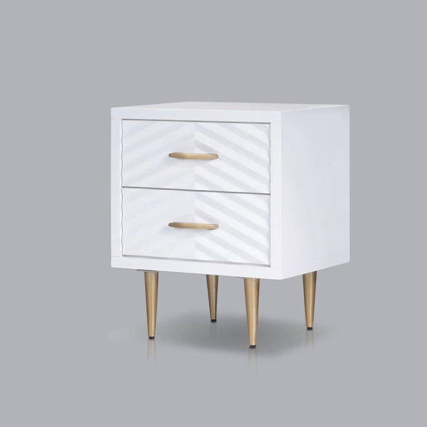 Origins Trixie Two-drawer Nightstand White Mahogany Build with Dovetail Joinery and Soft-close Glides NS-19