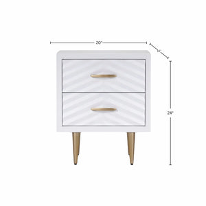 Origins Trixie Two-drawer Nightstand White Mahogany Build with Dovetail Joinery and Soft-close Glides NS-19