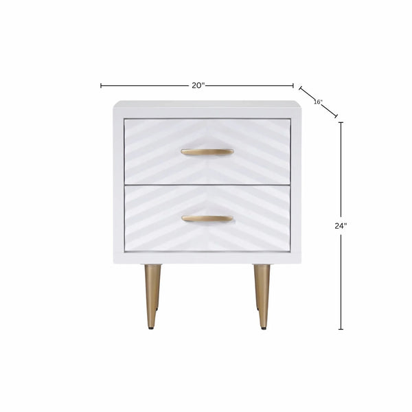 Origins Trixie Two-drawer Nightstand White Mahogany Build with Dovetail Joinery and Soft-close Glides NS-19