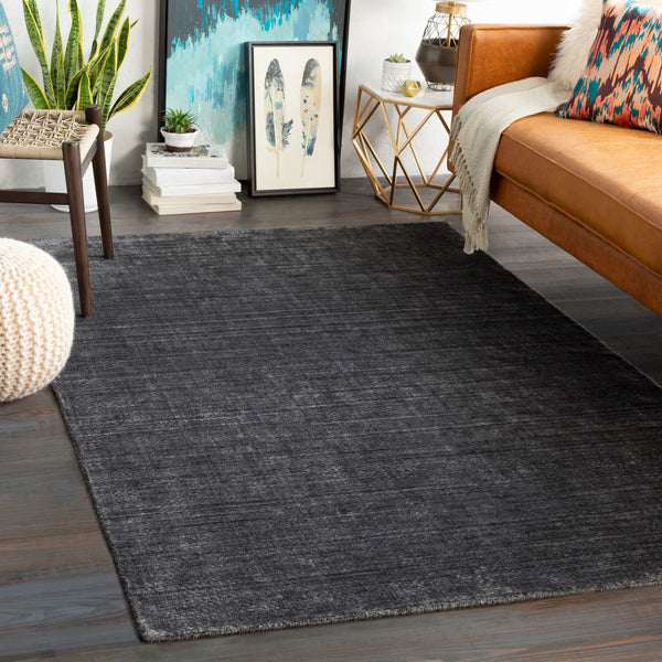 Surya Torino Modern Handmade 2' X 3' Area Rug - Luxurious Viscose & Wool Blend, Elegant Design For Your Home Black Wool,Viscose Trn2300-23