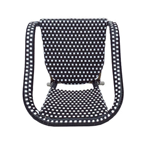 English Elm Bistro Chair Set of 2 French Country Woven Aluminum Outdoor Patio Seating Pair Black White 72906.00BLK
