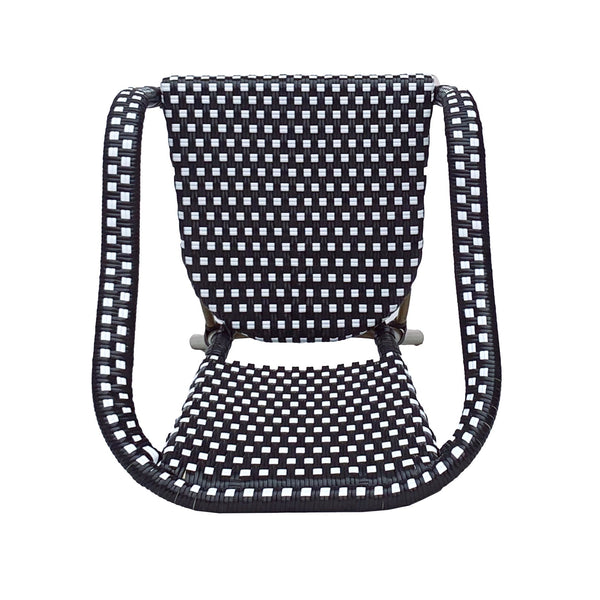 English Elm Bistro Chair Set of 2 French Country Woven Aluminum Outdoor Patio Seating Pair Black White 72906.00BLK