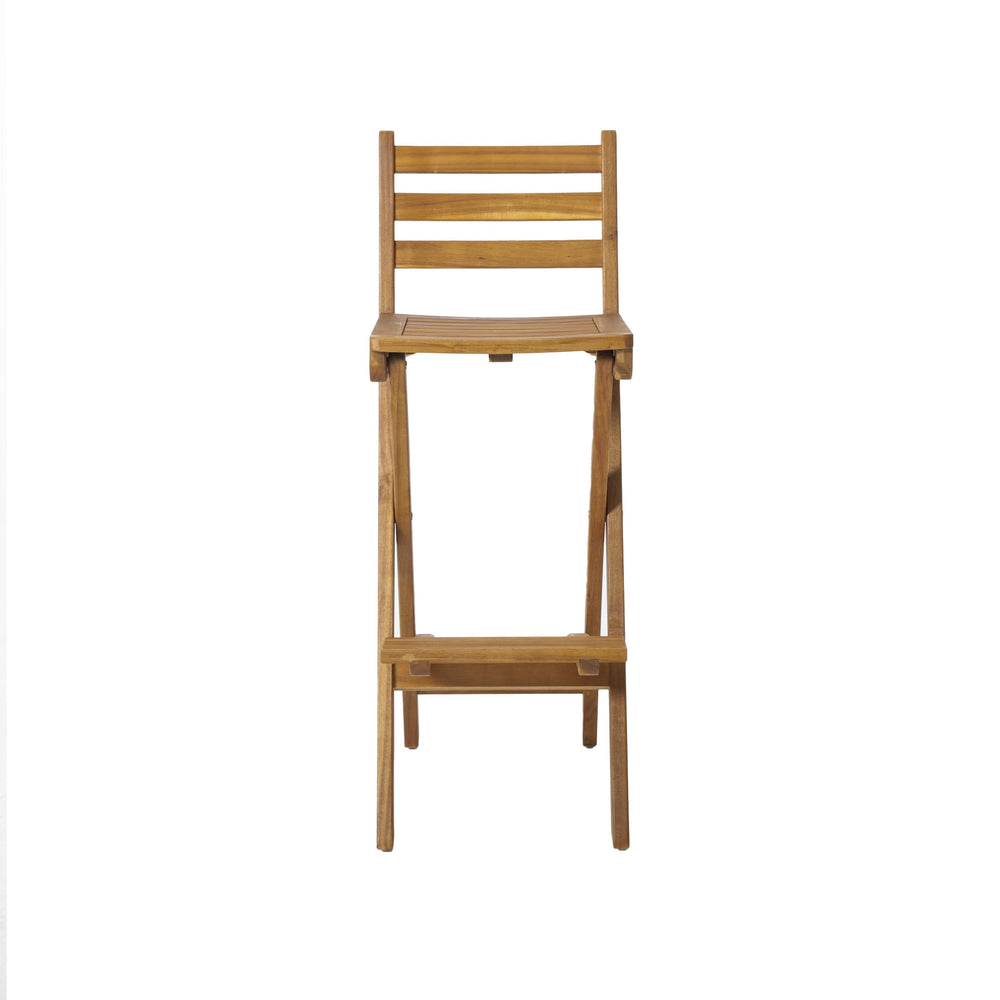 English Elm Outdoor Solid Acacia Folding Barstool with Teak Finish for Patio Bar Seating 53605.00