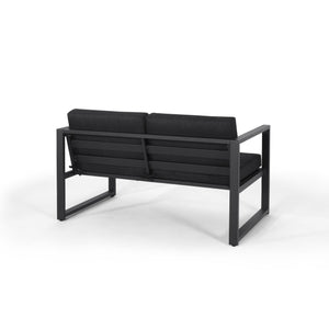 English Elm Christopher Knight Home® - NAVAN Dark Gray 3-Piece Outdoor Chat Set — Aluminum Frame, Compact 52.5"L x 31"W x 23.9"H Comfortable Seating 63056.00DGY