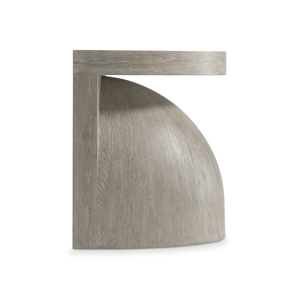 Bernhardt Bernhardt Sculptural Moda Side Table With Oak Aurum Top, Woodgrain Resin Base, Compact Modern Accent 547127