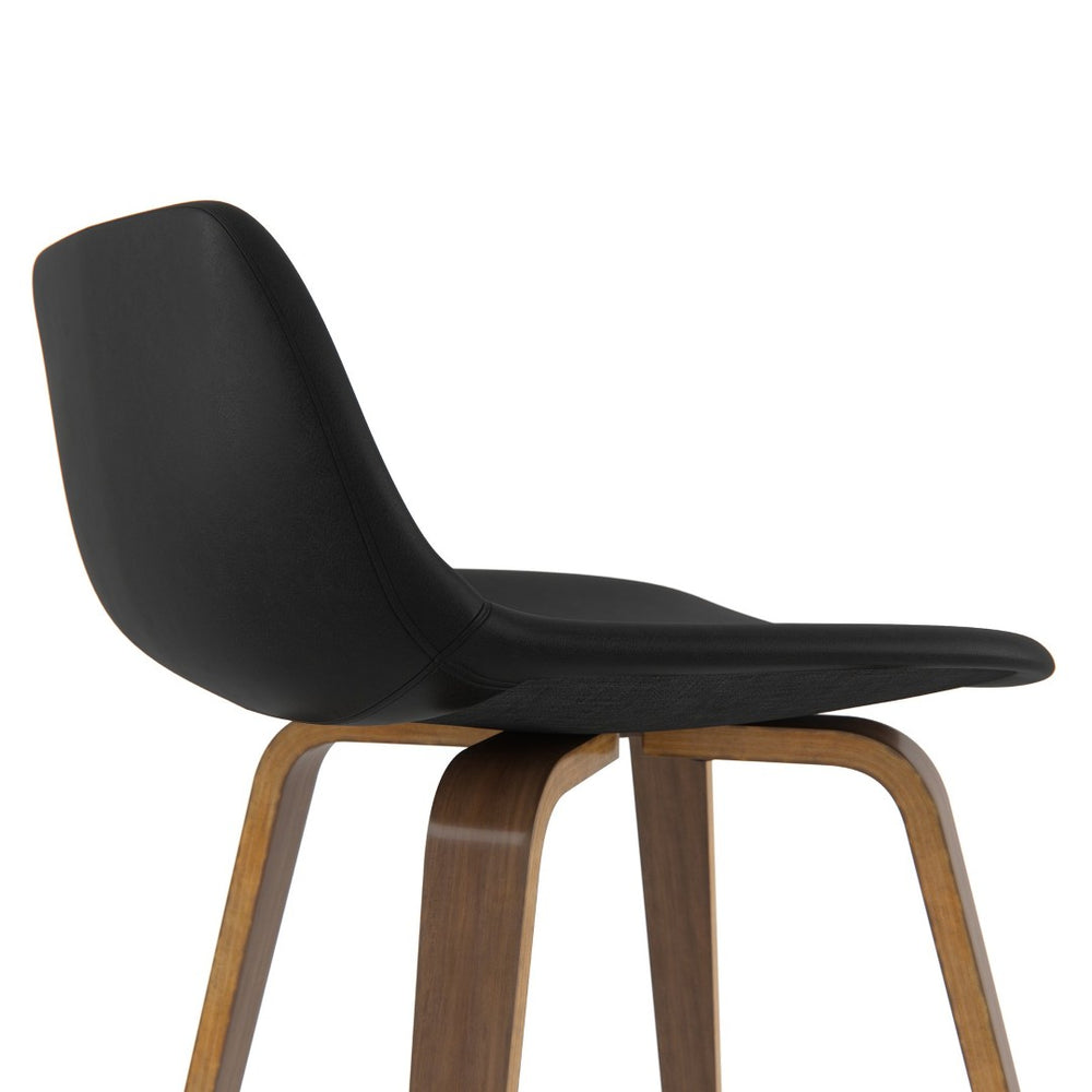 English Elm Randolph Mid-Century Modern Bentwood Bar Stools Set Of 2 With Vegan Leather & Chrome Footrest B136P159441-GIGA