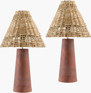 Livabliss Trout Rattan Shade Resin Base Accent Lamp Warm Ambient Glow for Bohemian Coastal Decor TRT001-SET