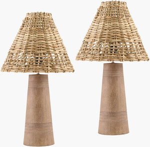 Livabliss Trout Rattan Shade Resin Table Lamp Warm Ambient Glow for Bedroom or Living Room TRT002-SET