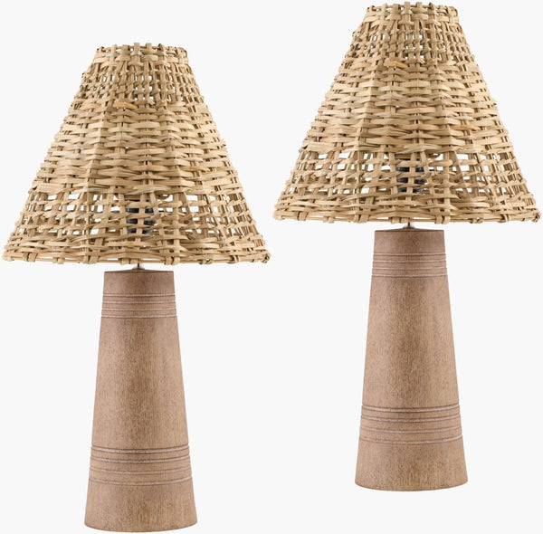 Livabliss Trout Rattan Shade Resin Table Lamp Warm Ambient Glow for Bedroom or Living Room TRT002-SET