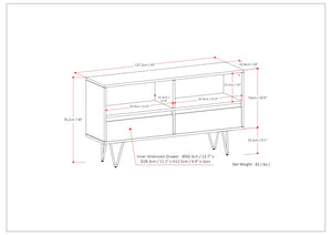 English Elm Chase Rustic Natural Aged Brown Low Bookcase – Solid Acacia Wood, 2 Open Compartments & 2 Drawers B136P160672