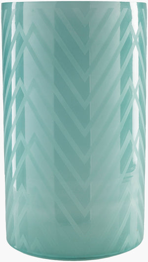 Surya Trulli Elegant Glass Vase 18"H X 10"W X 10"D – Timeless Decorative Accent For Home & Office Decor Teal Glass Tru-002