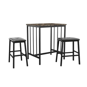 Homelegance By Top-Line Fredric Faux Marble Top Black Metal 3-piece Counter Height Dining Set Black Metal