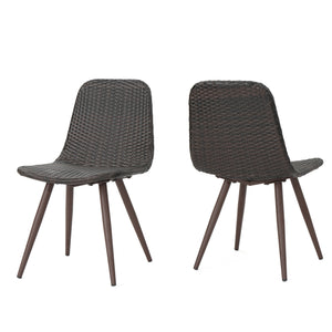 English Elm Christopher Knight Home® - Gila Modern Rattan Dining Chairs Set Of 2 With Powder Coated Legs For Indoor & Outdoor Use 61533.00DBN