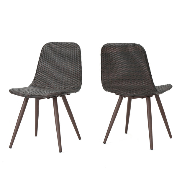 English Elm Christopher Knight Home® - Gila Modern Rattan Dining Chairs Set Of 2 With Powder Coated Legs For Indoor & Outdoor Use 61533.00DBN