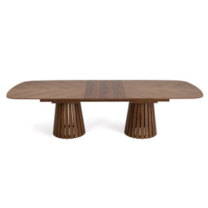 VIG Furniture Truman Walnut Extendable Dining Table - Mid-Century Modern Double Pedestal, Seats 8–10 Guests VGMA-MI-5346