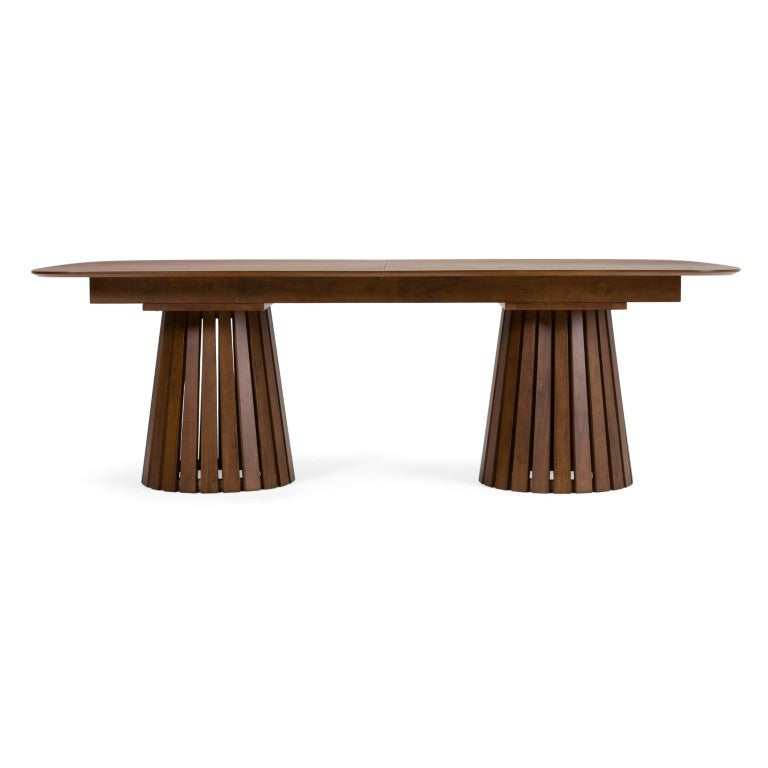 VIG Furniture Truman Walnut Extendable Dining Table - Mid-Century Modern Double Pedestal, Seats 8–10 Guests VGMA-MI-5346