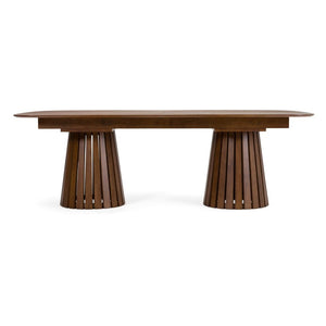 VIG Furniture Truman Walnut Extendable Dining Table - Mid-Century Modern Double Pedestal, Seats 8–10 Guests VGMA-MI-5346