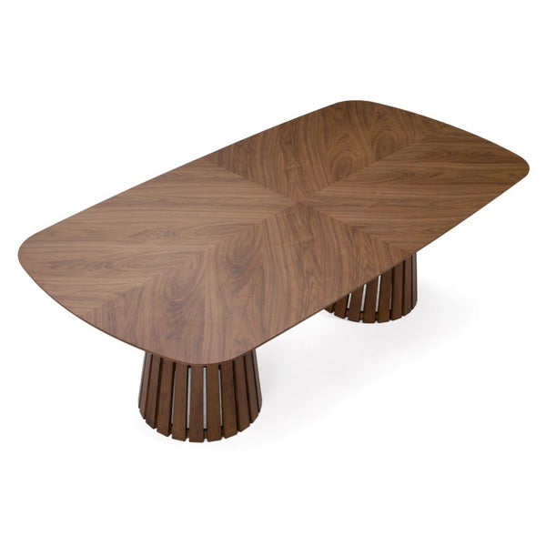 VIG Furniture Truman Walnut Extendable Dining Table - Mid-Century Modern Double Pedestal, Seats 8–10 Guests VGMA-MI-5346