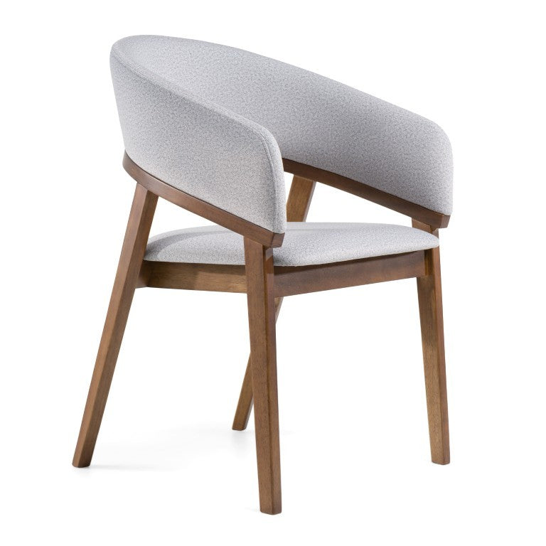 VIG Furniture Truman Grey Upholstered Dining Chair With Walnut Accents — Mid-Century Solid Rubberwood, Durable Comfort VGMA-MI-1240