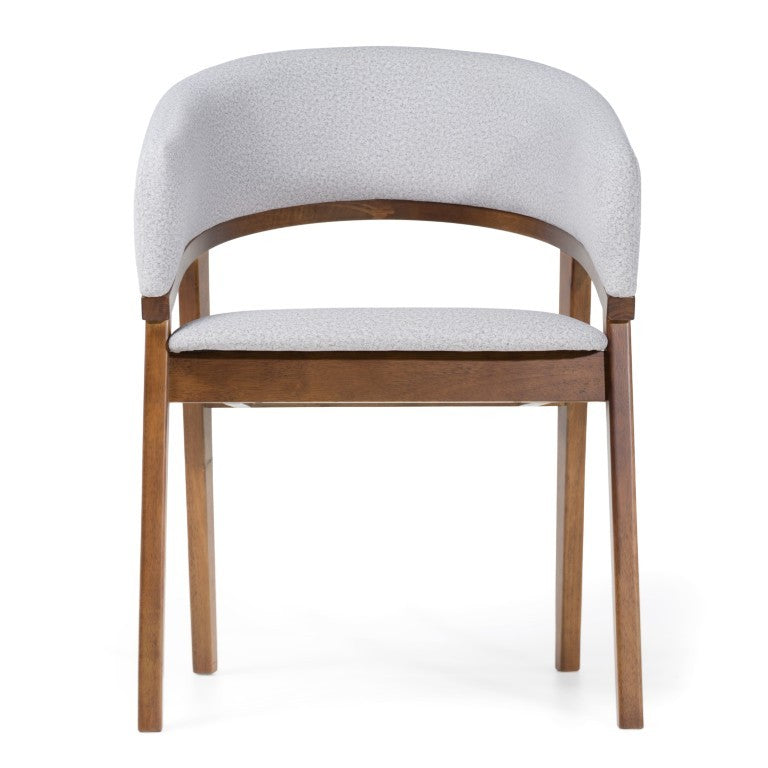 VIG Furniture Truman Grey Upholstered Dining Chair With Walnut Accents — Mid-Century Solid Rubberwood, Durable Comfort VGMA-MI-1240