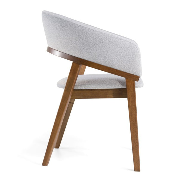 VIG Furniture Truman Grey Upholstered Dining Chair With Walnut Accents — Mid-Century Solid Rubberwood, Durable Comfort VGMA-MI-1240