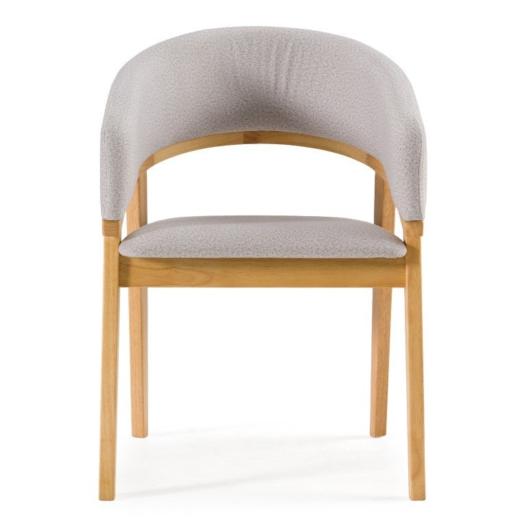 VIG Furniture Truman Upholstered Mid-Century Dining Chair In Silver Polyester With Natural Oak Frame, Cushioned Comfort VGMA-MI-1240-2-NAT