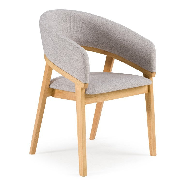 VIG Furniture Truman Upholstered Mid-Century Dining Chair In Silver Polyester With Natural Oak Frame, Cushioned Comfort VGMA-MI-1240-2-NAT
