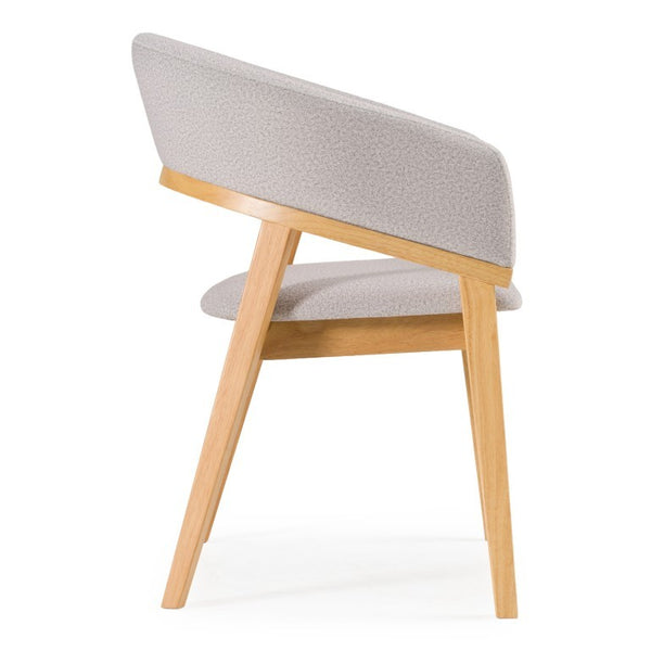 VIG Furniture Truman Upholstered Mid-Century Dining Chair In Silver Polyester With Natural Oak Frame, Cushioned Comfort VGMA-MI-1240-2-NAT