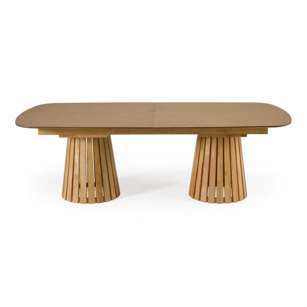 VIG Furniture Truman Natural Oak Mid-Century Extendable Dining Table With Butterfly Leaves Seats 8–10, 94.5–118" VGMA-MIT-5346-EXT-NAT