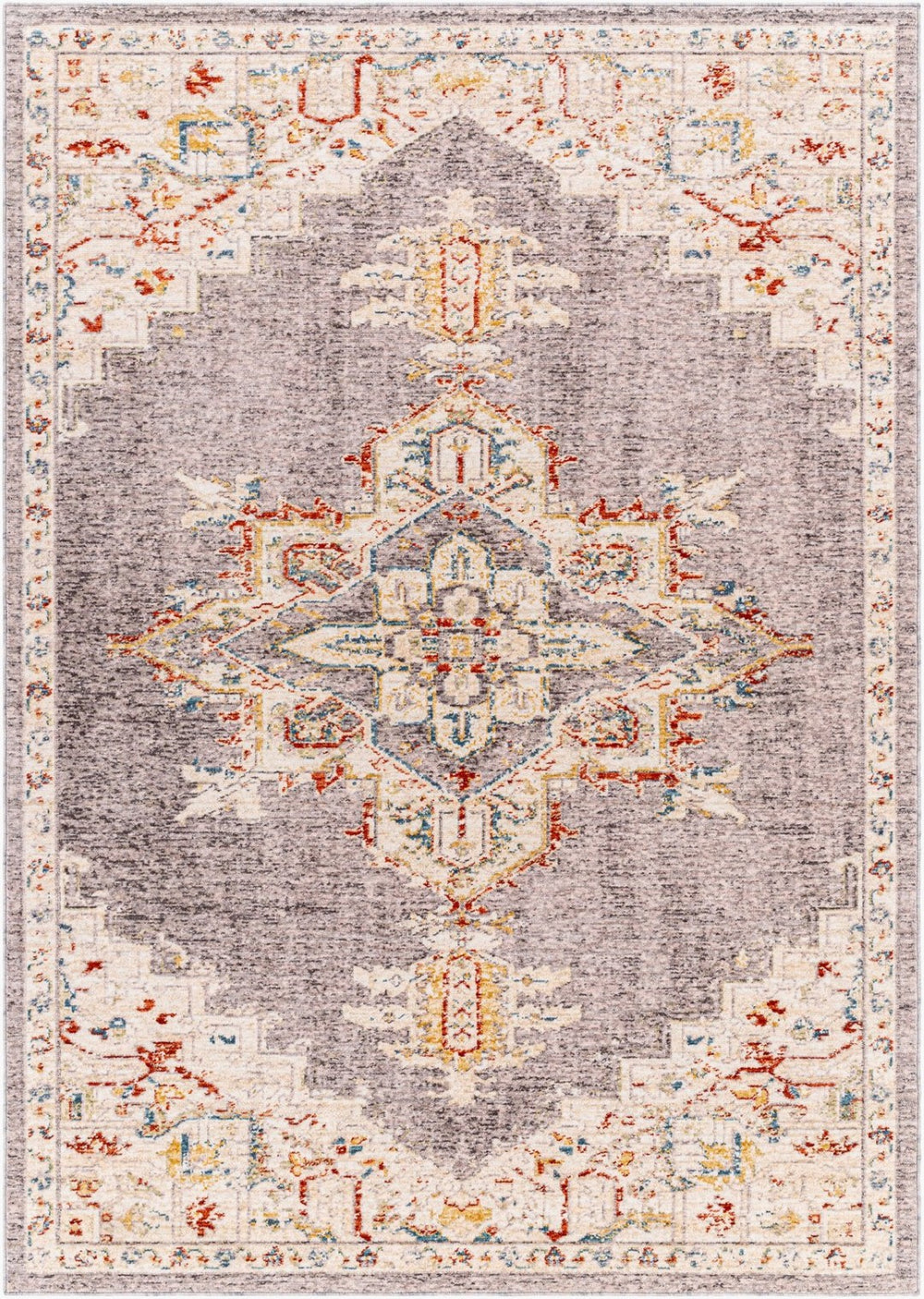 Livabliss Truva Traditional Square Area Rug with Fringe Polyester Pile for Living Spaces TRV2300-6RD