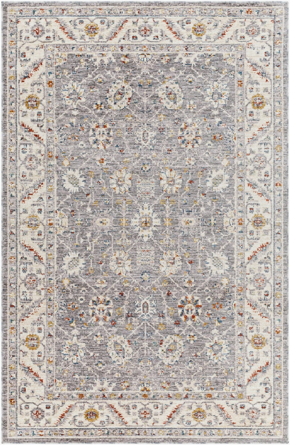 Livabliss Truva Medallion Polyester Area Rug with Fringe Border for Living Room or Bedroom Charcoal, Ivory 8'8" x 12' TRV2302-912