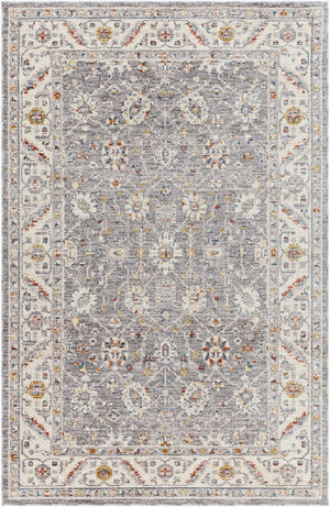 Livabliss Truva Medallion Polyester Area Rug with Fringe Border for Living Room or Bedroom Charcoal, Ivory 8'8" x 12' TRV2302-912