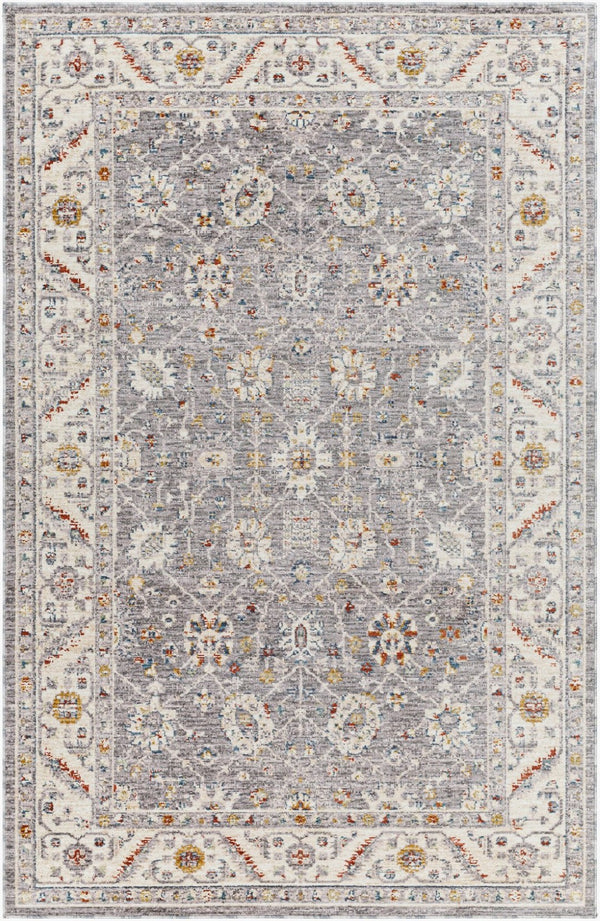 Livabliss Truva Medallion Polyester Area Rug with Fringe Border for Living Room or Bedroom Charcoal, Ivory 8'8" x 12' TRV2302-912
