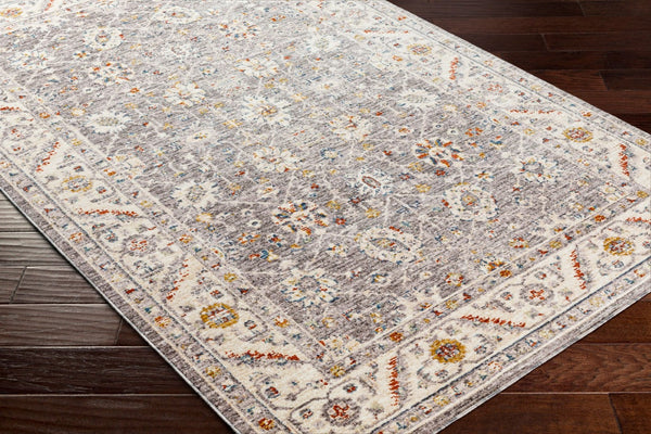 Livabliss Truva Medallion Polyester Area Rug with Fringe Border for Living Room or Bedroom Charcoal, Ivory 8'8" x 12' TRV2302-912