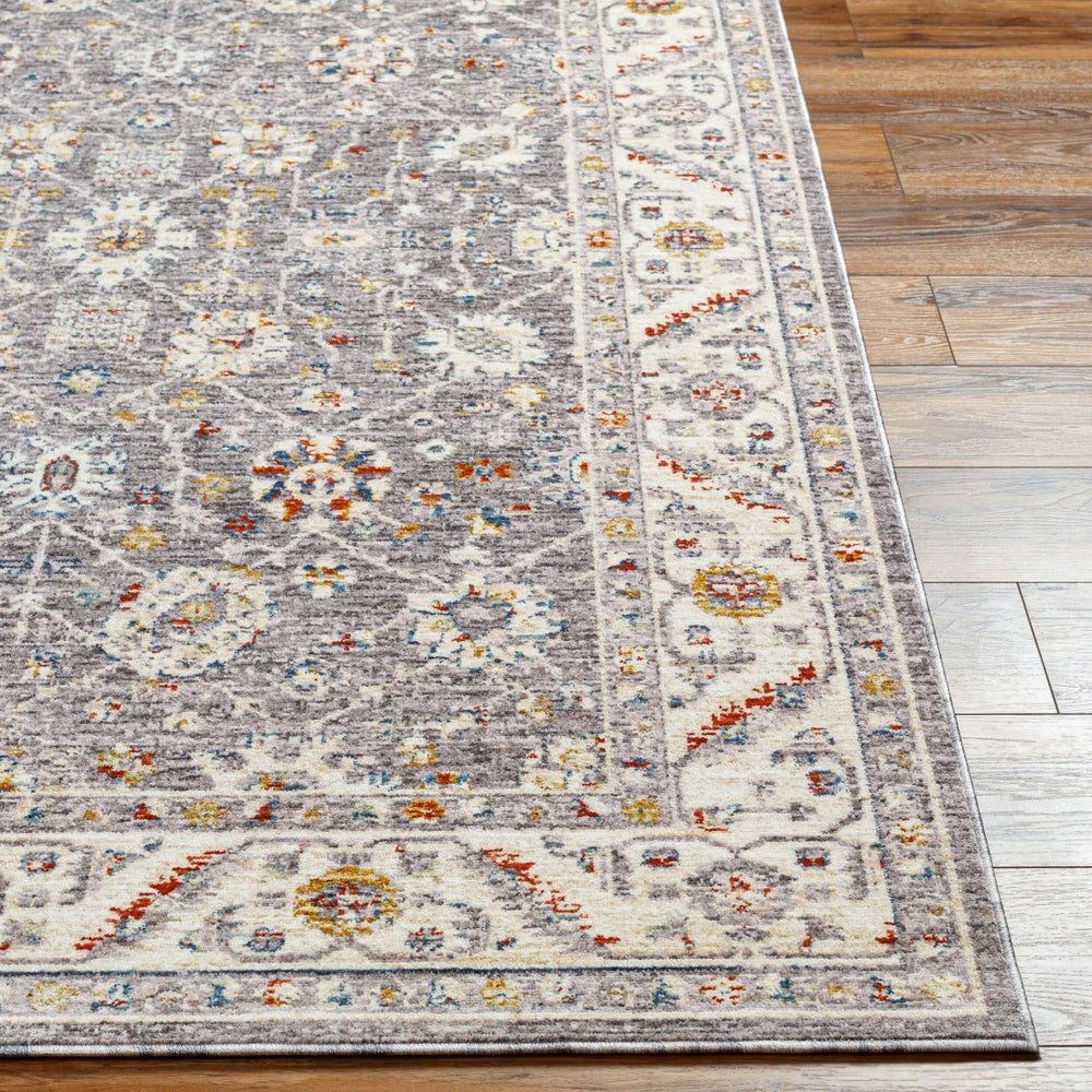 Livabliss Truva Medallion Polyester Area Rug with Fringe Border for Living Room or Bedroom Charcoal, Ivory 8'8" x 12' TRV2302-912
