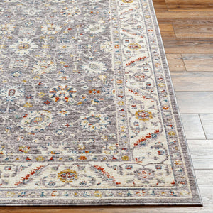 Livabliss Truva Medallion Polyester Area Rug with Fringe Border for Living Room or Bedroom Charcoal, Ivory 8'8" x 12' TRV2302-912