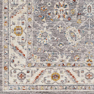 Livabliss Truva Medallion Polyester Area Rug with Fringe Border for Living Room or Bedroom Charcoal, Ivory 8'8" x 12' TRV2302-912