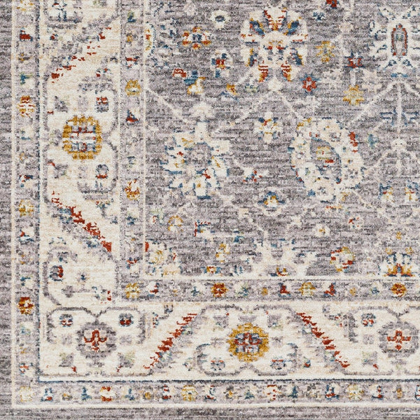 Livabliss Truva Medallion Polyester Area Rug with Fringe Border for Living Room or Bedroom Charcoal, Ivory 8'8" x 12' TRV2302-912