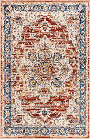 Livabliss Truva Square Polyester Area Rug with Fringe Turkish Ornate Pattern for Living Rooms TRV2303-6RD