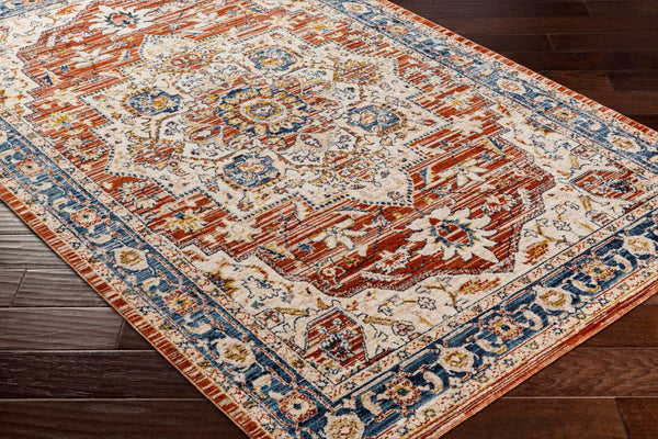 Livabliss Truva Square Polyester Area Rug with Fringe Turkish Ornate Pattern for Living Rooms TRV2303-6RD