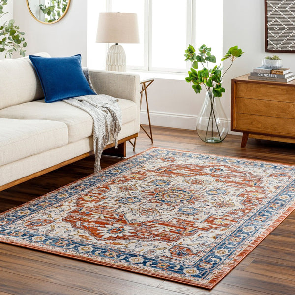 Livabliss Truva Square Polyester Area Rug with Fringe Turkish Ornate Pattern for Living Rooms TRV2303-6RD