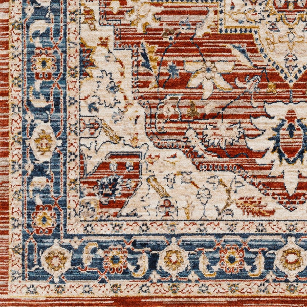 Livabliss Truva Square Polyester Area Rug with Fringe Turkish Ornate Pattern for Living Rooms TRV2303-6RD