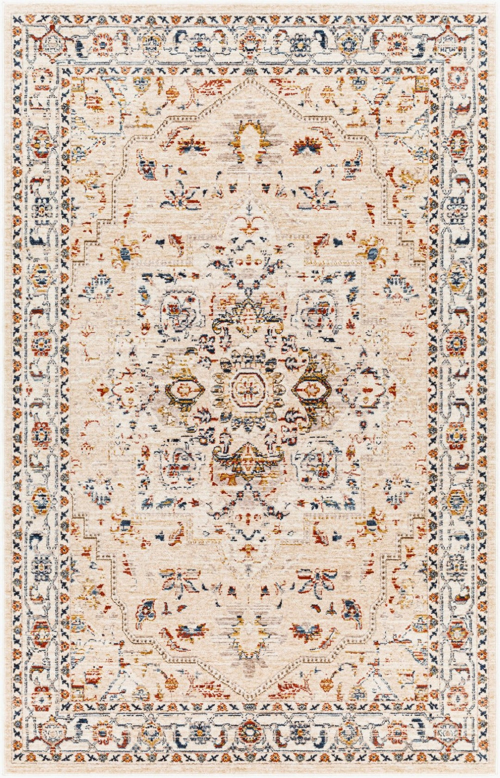 Livabliss Truva Square Kilim Medallion Area Rug Turkish Woven Polyester with Fringe Accent TRV2304-6RD