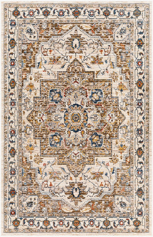 Livabliss Truva Machine Woven Medallion Runner Rug Turkish Polyester Fringe Hallway Accent Light Beige, Ch 8'8" x 12' TRV2305-912