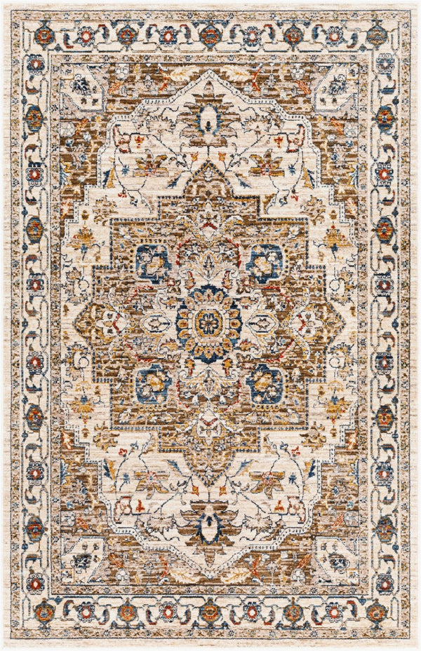 Livabliss Truva Machine Woven Medallion Runner Rug Turkish Polyester Fringe Hallway Accent Light Beige, Ch 8'8" x 12' TRV2305-912