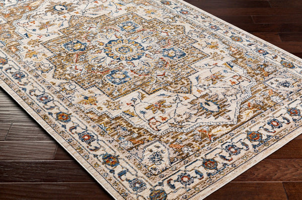 Livabliss Truva Machine Woven Medallion Runner Rug Turkish Polyester Fringe Hallway Accent Light Beige, Ch 8'8" x 12' TRV2305-912