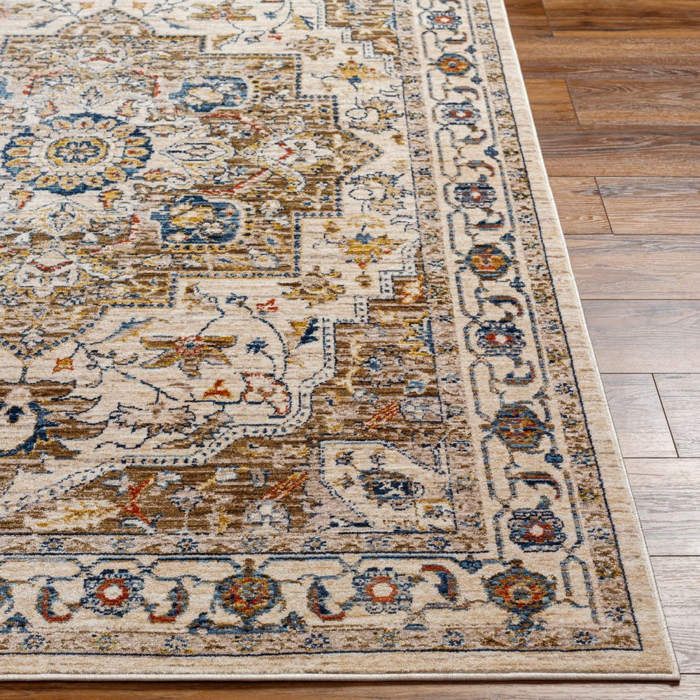 Livabliss Truva Machine Woven Medallion Runner Rug Turkish Polyester Fringe Hallway Accent Light Beige, Ch 8'8" x 12' TRV2305-912