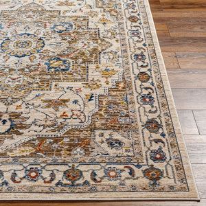 Livabliss Truva Machine Woven Medallion Runner Rug Turkish Polyester Fringe Hallway Accent Light Beige, Ch 8'8" x 12' TRV2305-912